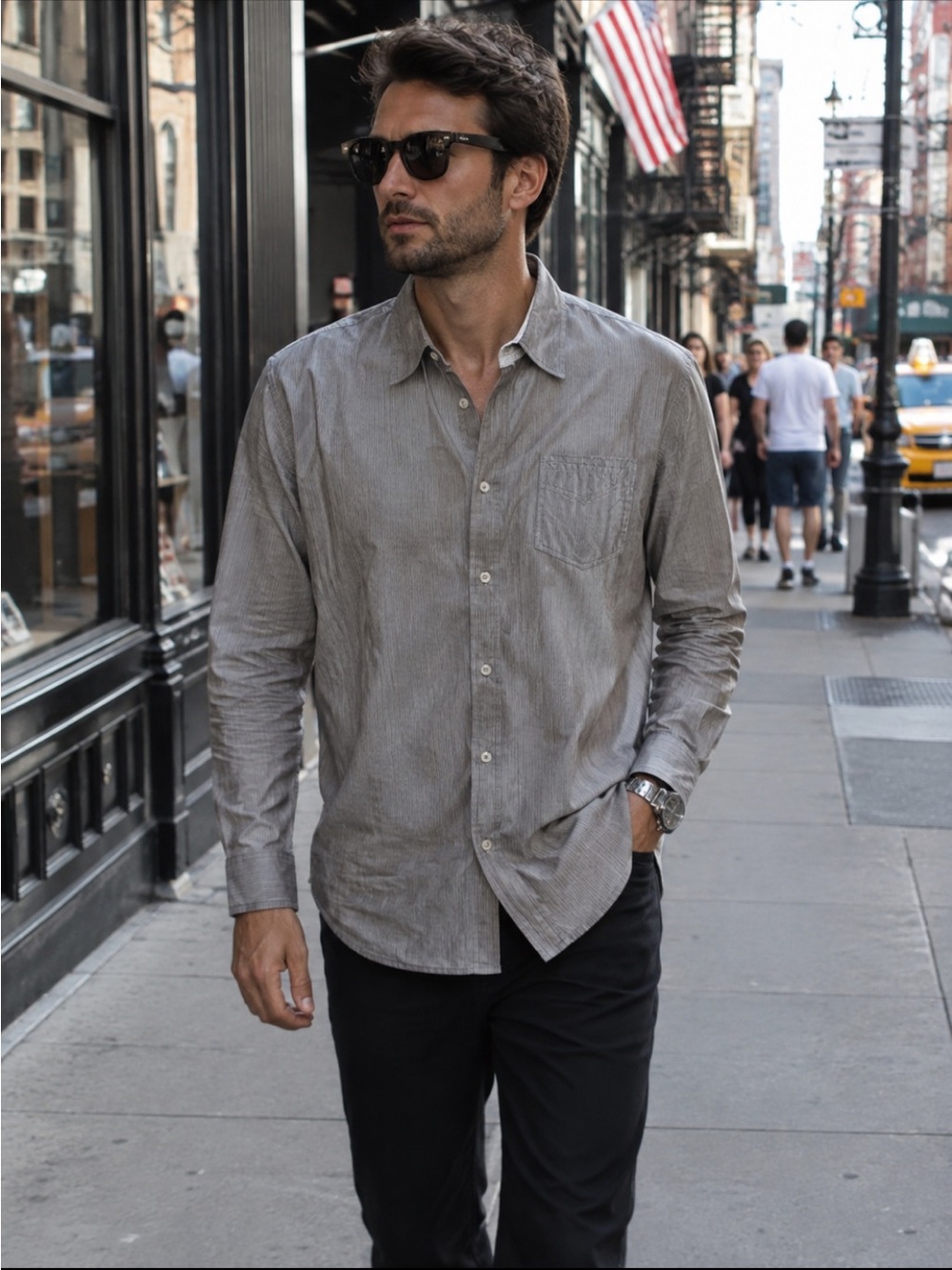 Tom Tailor Tokyo Bay Striped Gray Button Down Shirt